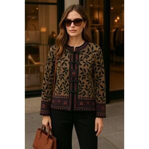 Vintage J. McLaughlin Wool Tapestry Cardigan Jacket Boho Fall Sweater Coat